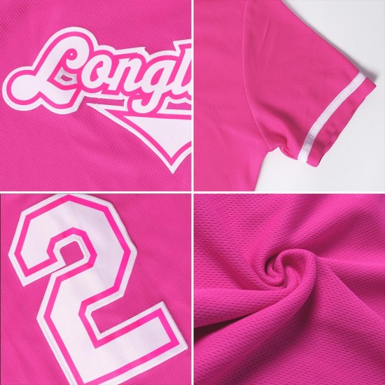Custom Pink White-Light Blue Authentic Throwback Rib-Knit Baseball Jersey Shirt Custom Pink White-Light Blue Authentic Throwback Rib-Knit Baseball Jersey Shirt