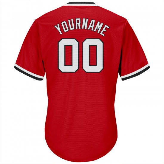 Custom Red White-Black Authentic Throwback Rib-Knit Baseball Jersey Shirt Custom Red White-Black Authentic Throwback Rib-Knit Baseball Jersey Shirt