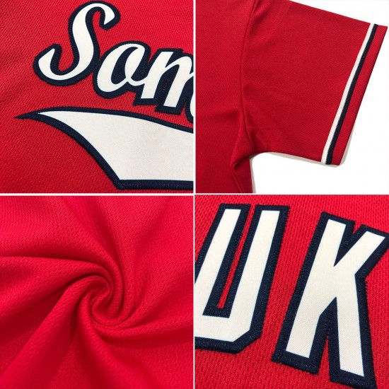 Custom Red White-Black Authentic Throwback Rib-Knit Baseball Jersey Shirt Custom Red White-Black Authentic Throwback Rib-Knit Baseball Jersey Shirt