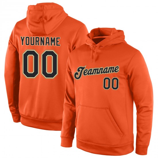 Custom Stitched Orange Black-Old Gold Sports Pullover Sweatshirt Hoodie Custom Stitched Orange Black-Old Gold Sports Pullover Sweatshirt Hoodie