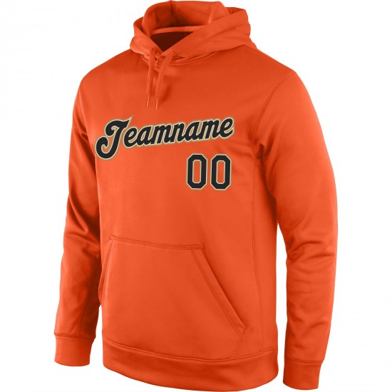 Custom Stitched Orange Black-Old Gold Sports Pullover Sweatshirt Hoodie Custom Stitched Orange Black-Old Gold Sports Pullover Sweatshirt Hoodie