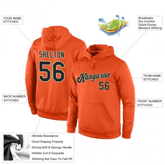 Custom Stitched Orange Black-Old Gold Sports Pullover Sweatshirt Hoodie Custom Stitched Orange Black-Old Gold Sports Pullover Sweatshirt Hoodie