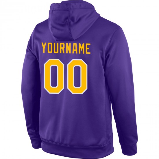 Custom Stitched Purple Gold-White Sports Pullover Sweatshirt Hoodie Custom Stitched Purple Gold-White Sports Pullover Sweatshirt Hoodie