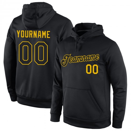 Custom Stitched Black Black-Gold Sports Pullover Sweatshirt Hoodie Custom Stitched Black Black-Gold Sports Pullover Sweatshirt Hoodie