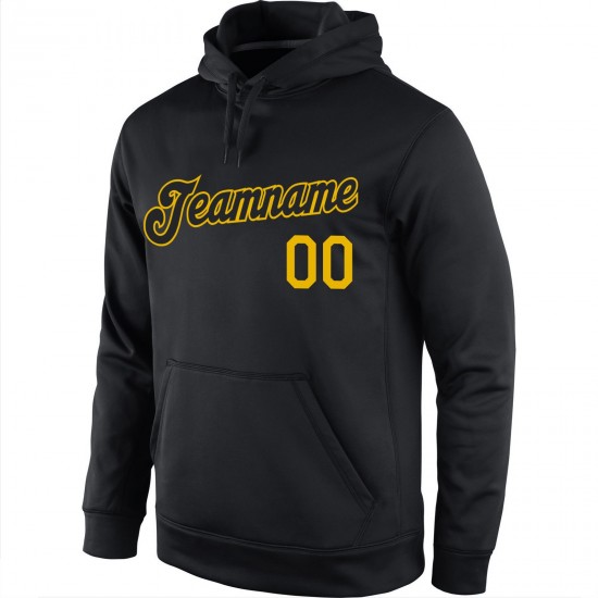Custom Stitched Black Black-Gold Sports Pullover Sweatshirt Hoodie Custom Stitched Black Black-Gold Sports Pullover Sweatshirt Hoodie