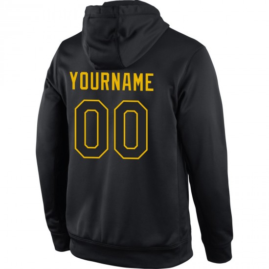Custom Stitched Black Black-Gold Sports Pullover Sweatshirt Hoodie Custom Stitched Black Black-Gold Sports Pullover Sweatshirt Hoodie