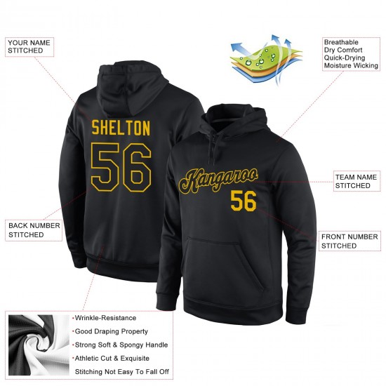 Custom Stitched Black Black-Gold Sports Pullover Sweatshirt Hoodie Custom Stitched Black Black-Gold Sports Pullover Sweatshirt Hoodie