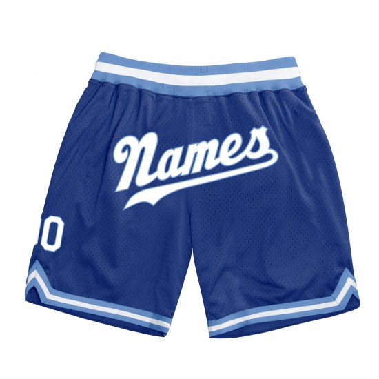 Custom Royal White-Light Blue Authentic Throwback Basketball Shorts Custom Royal White-Light Blue Authentic Throwback Basketball Shorts