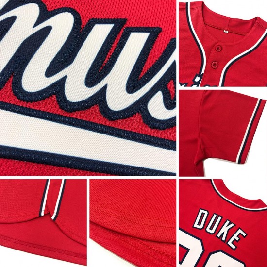 Custom Red White Strip White-Light Blue Authentic Baseball Jersey Custom Red White Strip White-Light Blue Authentic Baseball Jersey