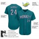 Custom Aqua Gray-Navy Authentic Baseball Jersey Custom Aqua Gray-Navy Authentic Baseball Jersey