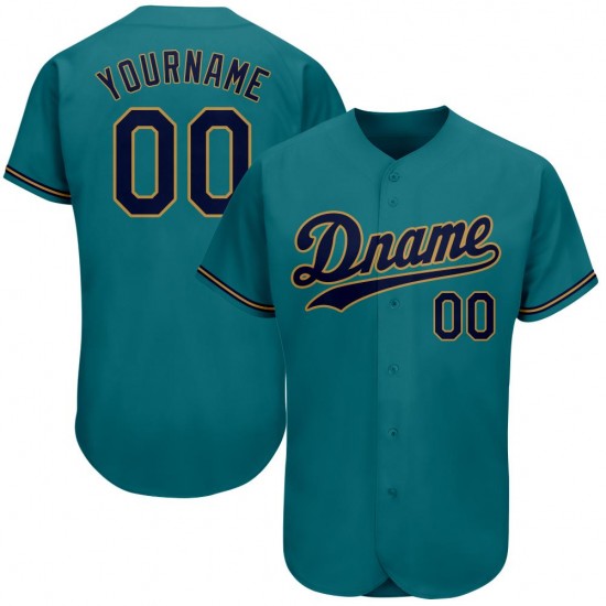 Custom Aqua Navy-Old Gold Authentic Baseball Jersey Custom Aqua Navy-Old Gold Authentic Baseball Jersey