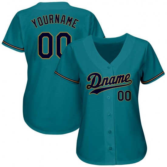 Custom Aqua Navy-Old Gold Authentic Baseball Jersey Custom Aqua Navy-Old Gold Authentic Baseball Jersey