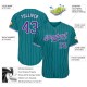 Custom Aqua White Strip Purple-White Authentic Baseball Jersey Custom Aqua White Strip Purple-White Authentic Baseball Jersey