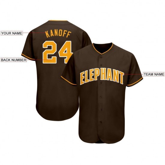 Custom Brown Gold-White Baseball Jersey Custom Brown Gold-White Baseball Jersey