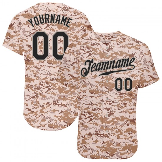 Custom Camo Black-Gray Authentic Baseball Jersey Custom Camo Black-Gray Authentic Baseball Jersey
