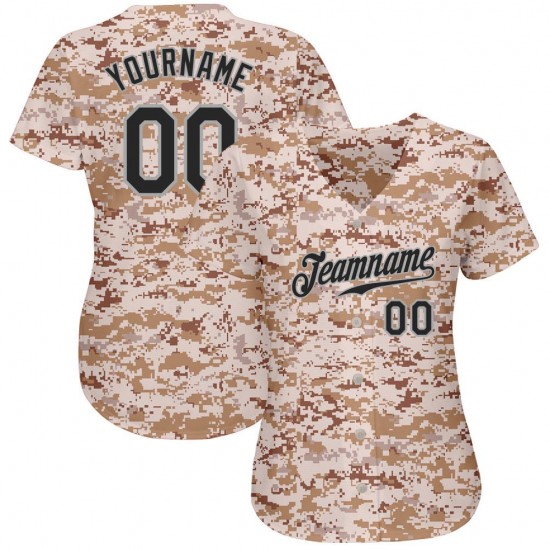 Custom Camo Black-Gray Authentic Baseball Jersey Custom Camo Black-Gray Authentic Baseball Jersey