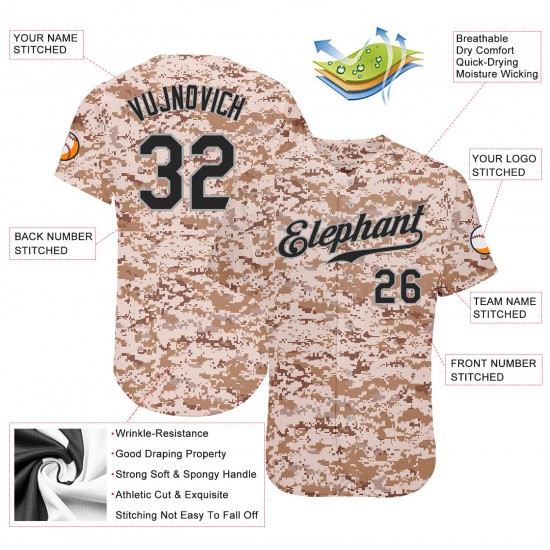 Custom Camo Black-Gray Authentic Baseball Jersey Custom Camo Black-Gray Authentic Baseball Jersey