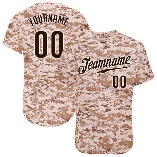 Custom Camo Brown-White Authentic Baseball Jersey Custom Camo Brown-White Authentic Baseball Jersey