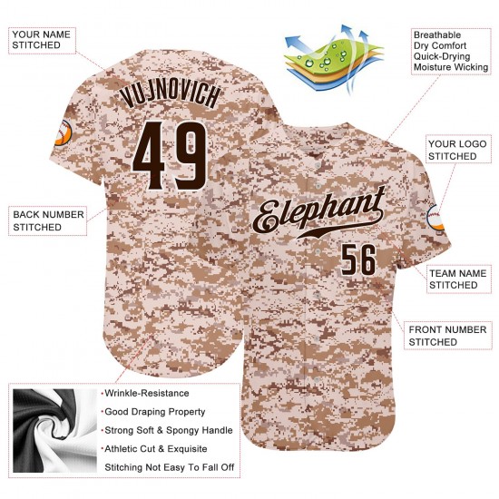 Custom Camo Brown-White Authentic Baseball Jersey Custom Camo Brown-White Authentic Baseball Jersey