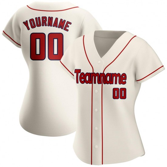 Custom Cream Red-Navy Authentic Baseball Jersey Custom Cream Red-Navy Authentic Baseball Jersey