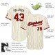 Custom Cream Black Strip Red-Black Authentic Baseball Jersey Custom Cream Black Strip Red-Black Authentic Baseball Jersey