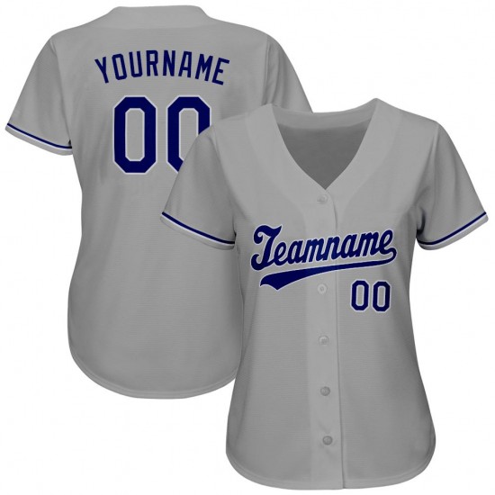Custom Gray Royal-White Authentic Baseball Jersey Custom Gray Royal-White Authentic Baseball Jersey