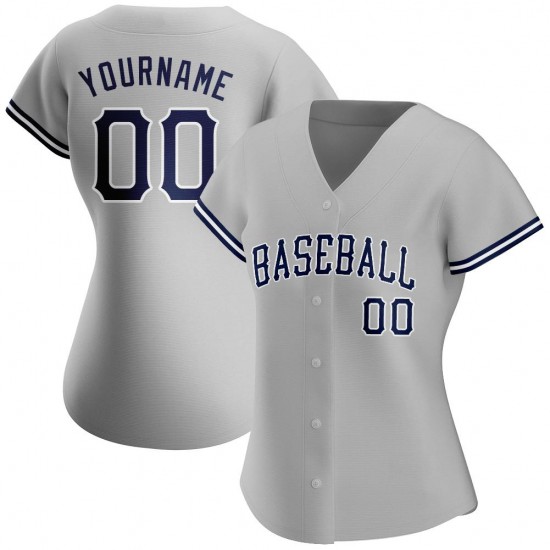 Custom Gray Navy-White Authentic Baseball Jersey Custom Gray Navy-White Authentic Baseball Jersey