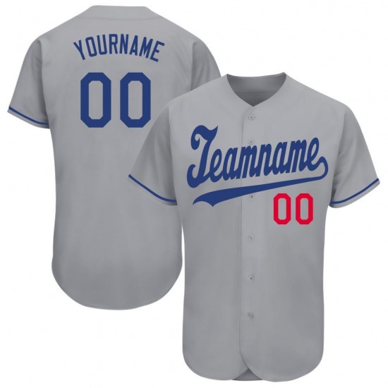 Custom Gray Royal-Red Baseball Jersey Custom Gray Royal-Red Baseball Jersey