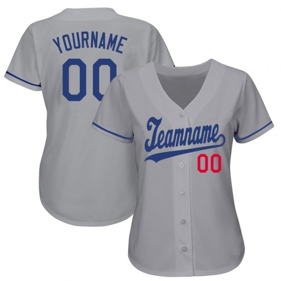 Custom Gray Royal-Red Baseball Jersey Custom Gray Royal-Red Baseball Jersey