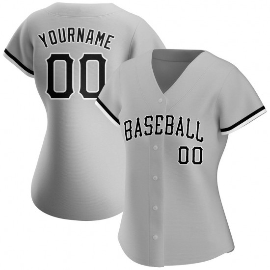 Custom Gray Black-White Authentic Baseball Jersey Custom Gray Black-White Authentic Baseball Jersey