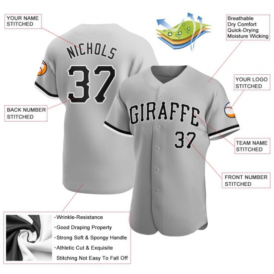 Custom Gray Black-White Authentic Baseball Jersey Custom Gray Black-White Authentic Baseball Jersey