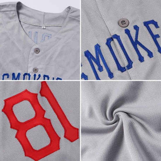 Custom Gray Royal-Red Authentic Baseball Jersey Custom Gray Royal-Red Authentic Baseball Jersey