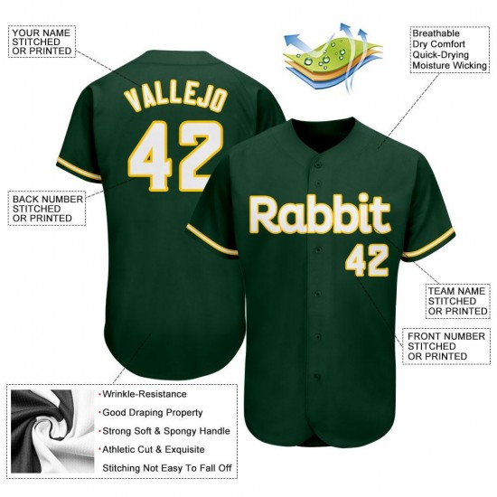 Custom Green White-Gold Authentic Baseball Jersey Custom Green White-Gold Authentic Baseball Jersey