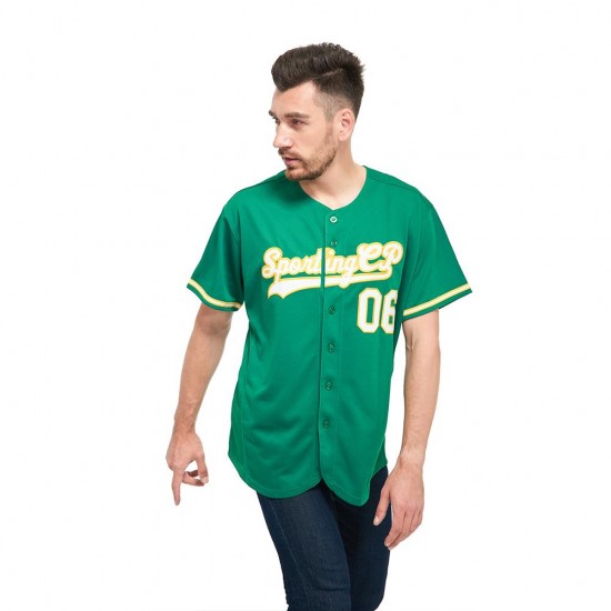 Custom Kelly Green White-Gold Authentic Baseball Jersey Custom Kelly Green White-Gold Authentic Baseball Jersey