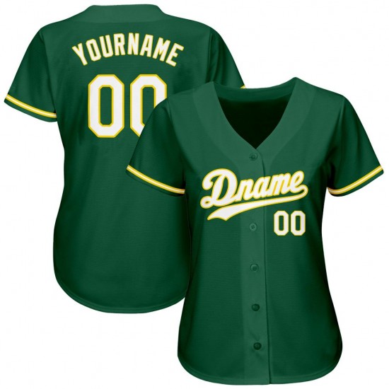 Custom Kelly Green White-Gold Authentic Baseball Jersey Custom Kelly Green White-Gold Authentic Baseball Jersey