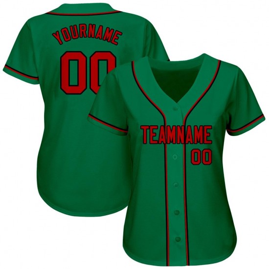 Custom Kelly Green Red-Black Authentic Baseball Jersey Custom Kelly Green Red-Black Authentic Baseball Jersey