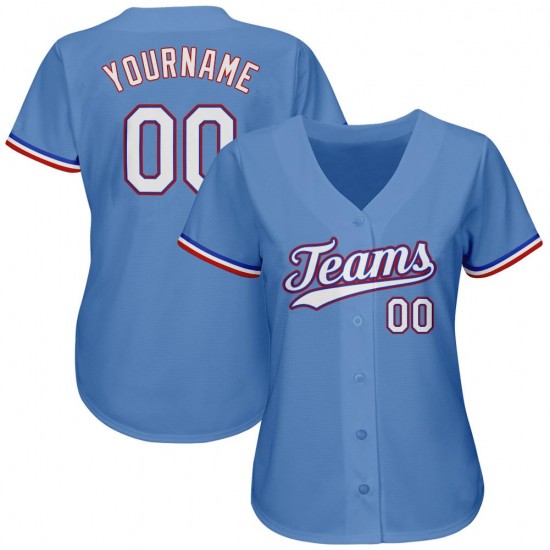 Custom Light Blue White-Red Authentic Baseball Jersey Custom Light Blue White-Red Authentic Baseball Jersey