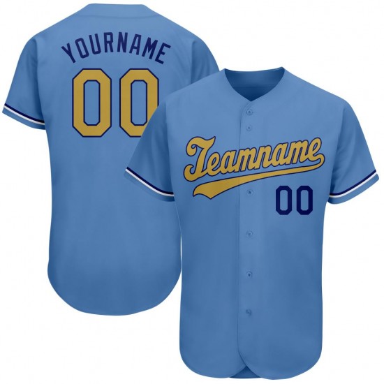 Custom Light Blue Old Gold-Royal Authentic Baseball Jersey Custom Light Blue Old Gold-Royal Authentic Baseball Jersey