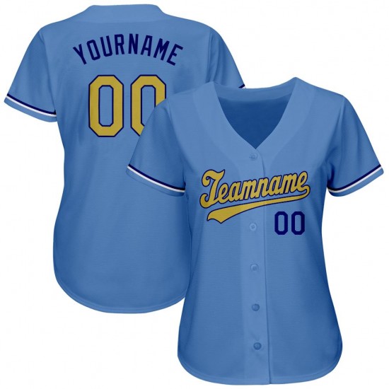 Custom Light Blue Old Gold-Royal Authentic Baseball Jersey Custom Light Blue Old Gold-Royal Authentic Baseball Jersey