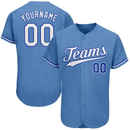 Custom Light Blue White-Royal Authentic Baseball Jersey Custom Light Blue White-Royal Authentic Baseball Jersey