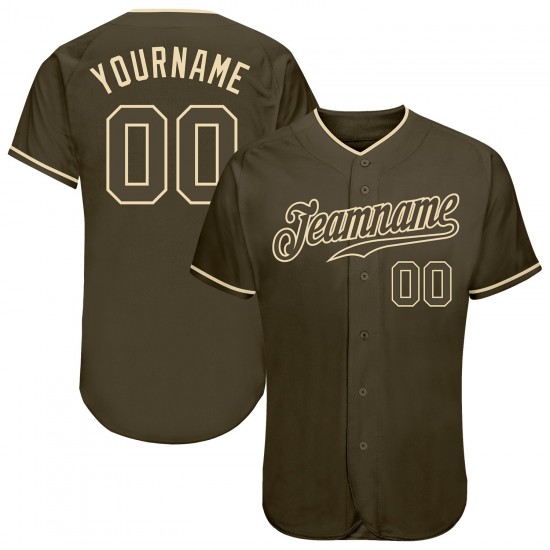 Custom Olive Olive-Cream Authentic Salute To Service Baseball Jersey Custom Olive Olive-Cream Authentic Salute To Service Baseball Jersey