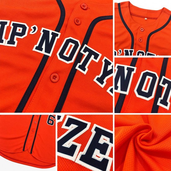 Custom Orange Navy-Gray Authentic Baseball Jersey Custom Orange Navy-Gray Authentic Baseball Jersey
