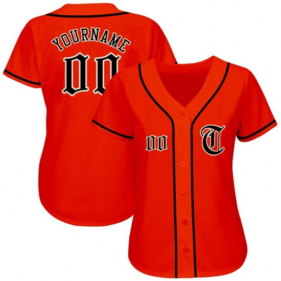 Custom Orange Black-Cream Authentic Baseball Jersey Custom Orange Black-Cream Authentic Baseball Jersey