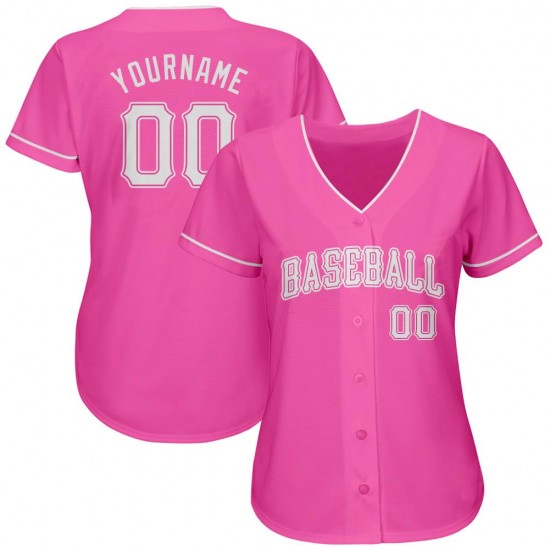 Custom Pink White Authentic Baseball Jersey Custom Pink White Authentic Baseball Jersey