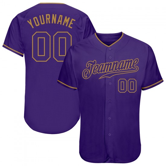 Custom Purple Purple-Old Gold Authentic Baseball Jersey Custom Purple Purple-Old Gold Authentic Baseball Jersey