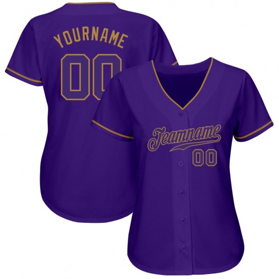 Custom Purple Purple-Old Gold Authentic Baseball Jersey Custom Purple Purple-Old Gold Authentic Baseball Jersey