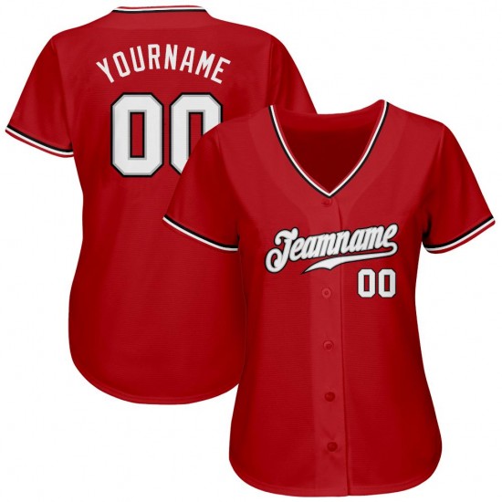Custom Red White-Black Authentic Baseball Jersey Custom Red White-Black Authentic Baseball Jersey