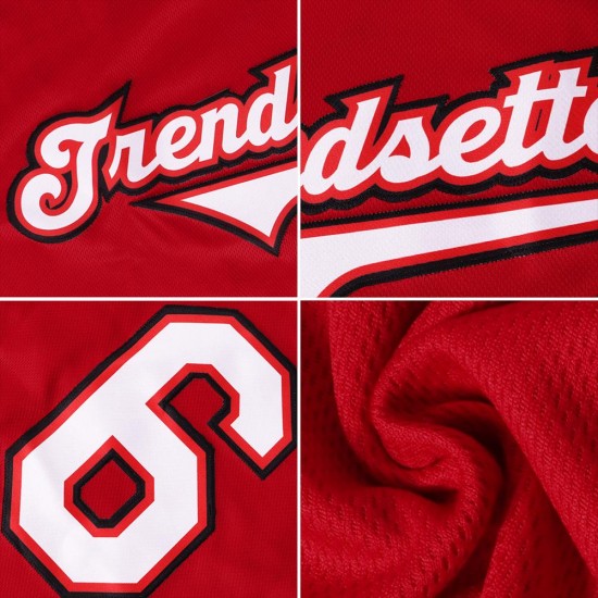 Custom Red White-Black Authentic Baseball Jersey Custom Red White-Black Authentic Baseball Jersey