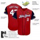 Custom Red White-Navy Authentic Baseball Jersey Custom Red White-Navy Authentic Baseball Jersey