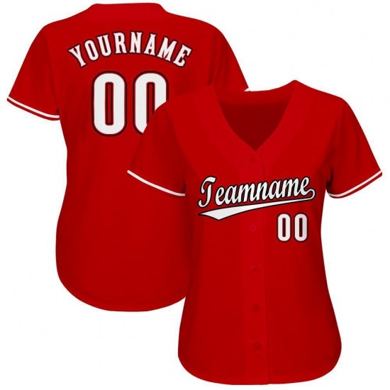 Custom Red White-Black Baseball Jersey Custom Red White-Black Baseball Jersey